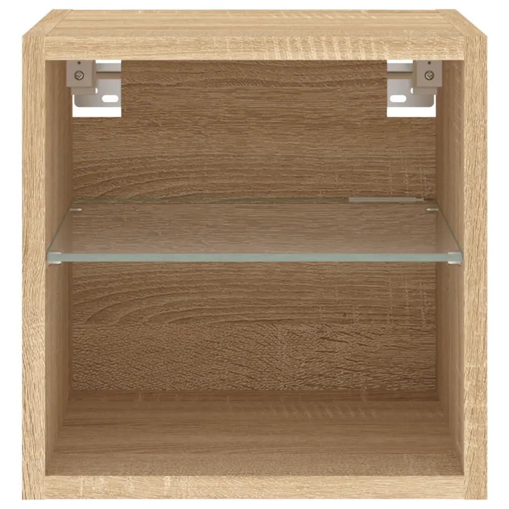 Mobili TV a Parete con Luci LED 2pz | Armadietto TV | Mobile Porta TV Rovere Sonoma 30x28,5x30 cm