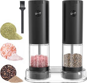 Set di macinacipolle e pepe elettrico - Pepermolente con 5 posizioni fine - Silo da 95 ml con illuminazione LED - Cucina per ristoranti BBQ - Nero