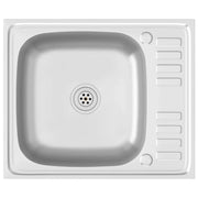 Set lavello e scolapiatti da cucina lavello da incasso lavabo da cucina da interno argento 50 x 60 x 15,5 cm acciaio inox 02_0004353
