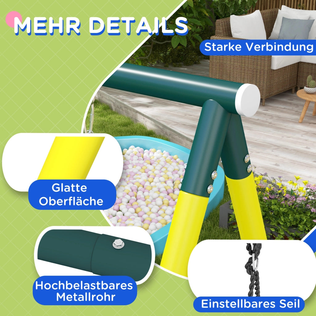 Altalena da giardino con 2 altalene, canestro basket, scala ¨C Xylo ¨C Giallo 267x180x202 cm