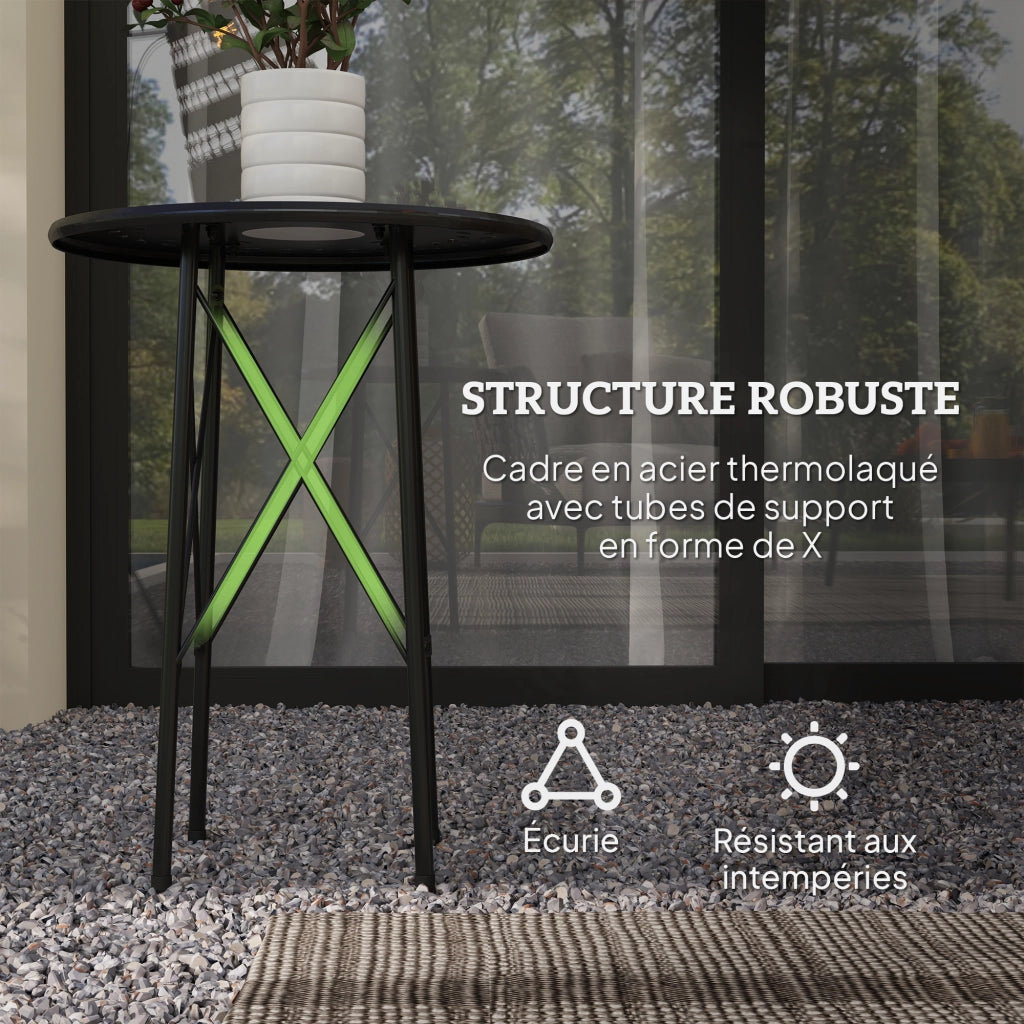 Tavolino rotondo da giardino ¨C Xylo ¨C Acciaio nero con decorazione fiori e foglie ? 40x50 cm