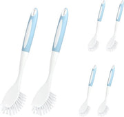Set di spazzole per la cucina con diffusore per pulire pentole, padelle, lavello e bagno; dotato di un manico lungo comodo; set da 6 (blu).