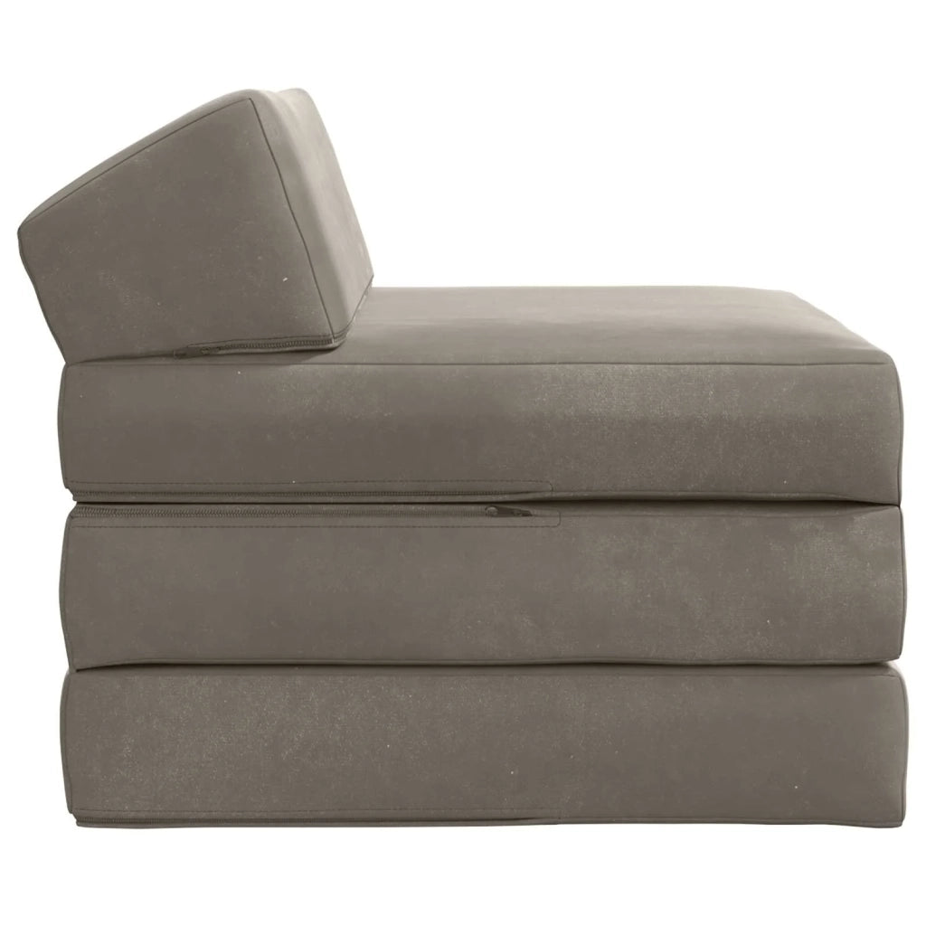 Divano Letto Pieghevole Grigio Chiaro 200 x 70 x 10 cm Velluto 900024