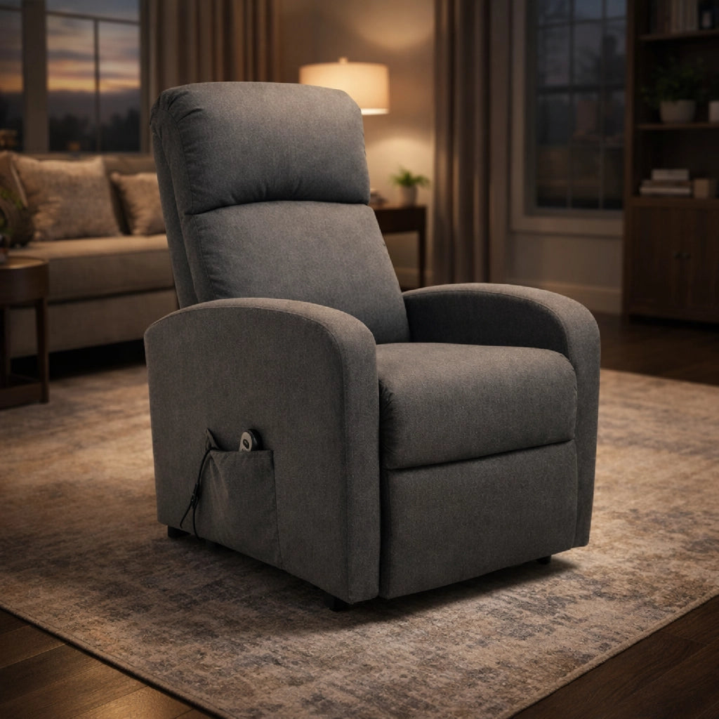 Poltrona Relax Elettrica Con Alzapersona Reclinabile 135° Schienale Ergonomico E Telecomando Poltrona TV Comfort per Anziani Soggiorno 65 x 85 x 105 cm Grigio