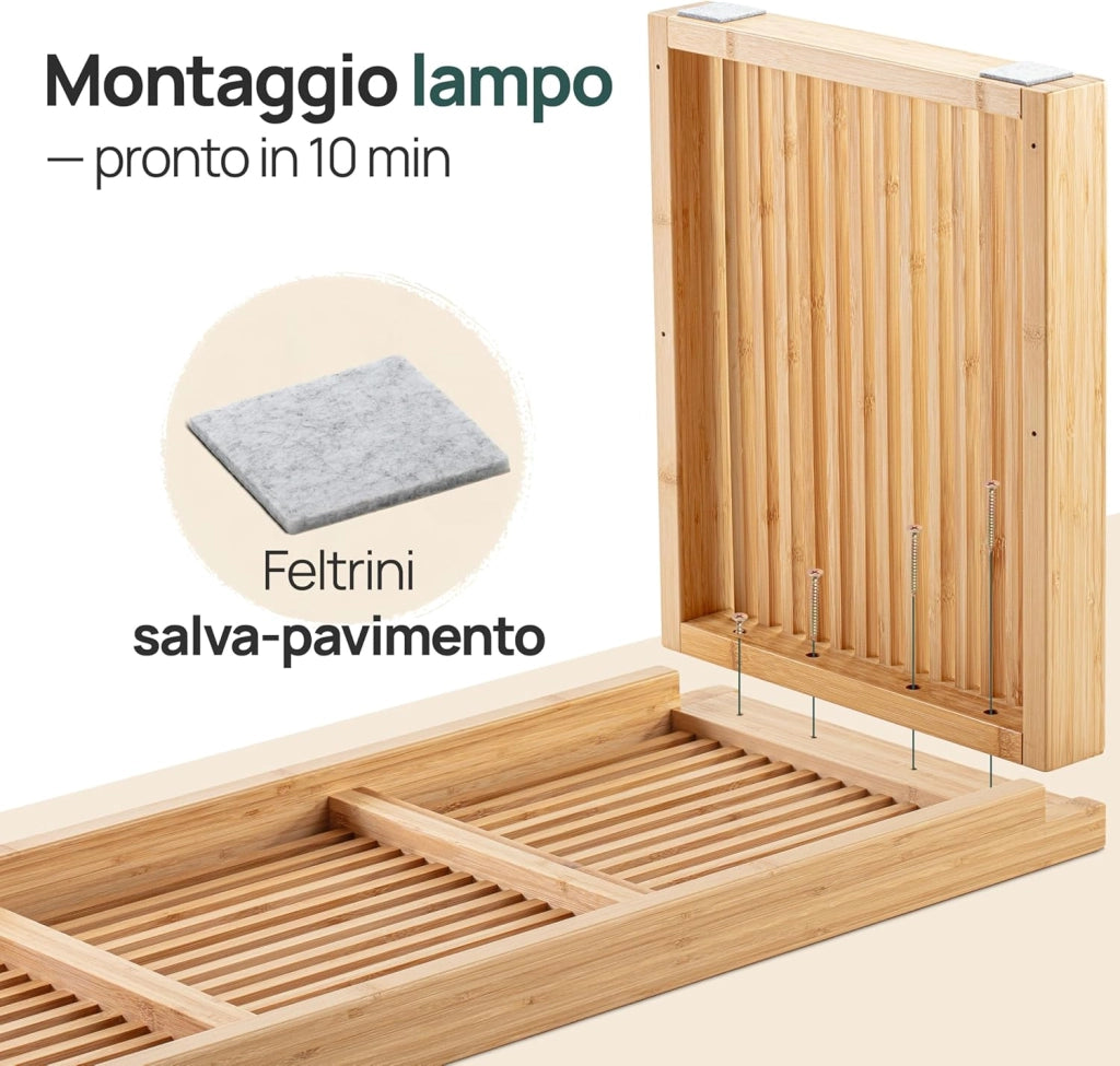 Scarpiera con seduta in bambù – Stretta con 2 ripiani per 6 paia di scarpe – Salvaspazio per corridoio, guardaroba e ingresso – Robusto rack
