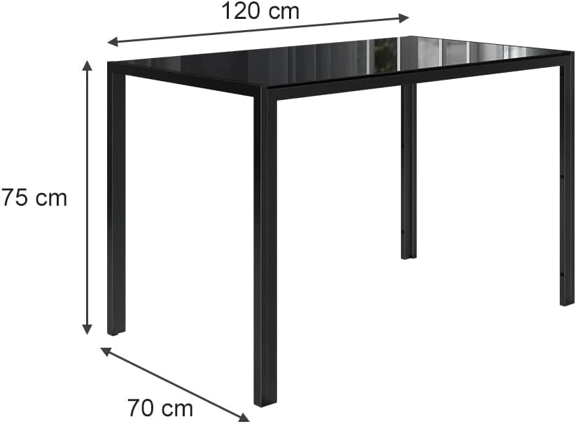 Tavolo da pranzo Grand, Nero, 120 x 70 cm, per l’utilizzo come set da pranzo in cucina o sala da pranzo