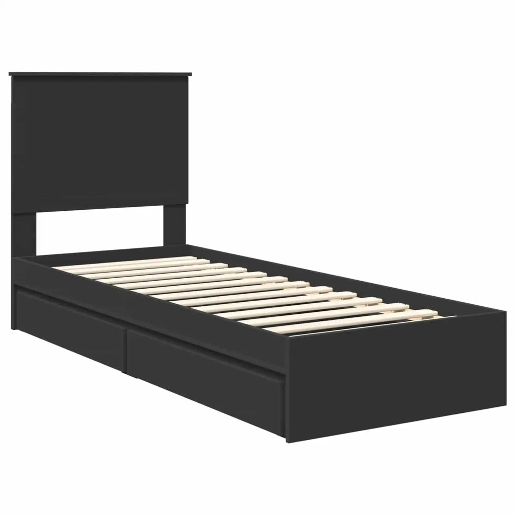 Letto con Contenitore Nero 75 x 190 cm Legno multistrato
