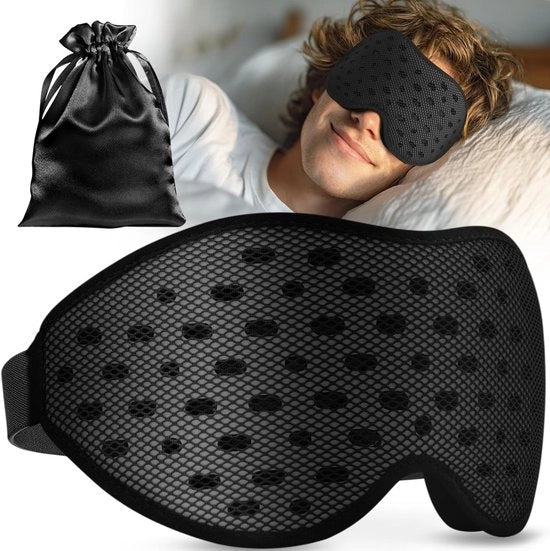 Slaapmasker Opaco al 100% per Uomo e Donna - 3D Ultra Leggero e Comfortevole con Borsa di Riposo per Viaggi e Utilizzo in Aereo - Ideale per una Notte di Sonno Rilassante