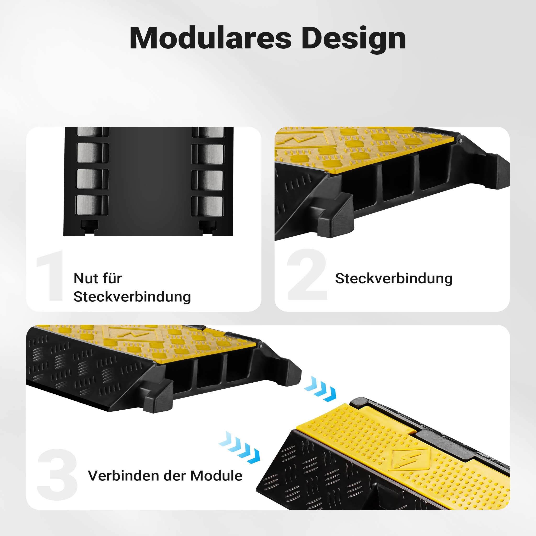 Canalina passacavi carrabile, 930x490x80mm, 3 canali, max 30 t, Pedana copricavo