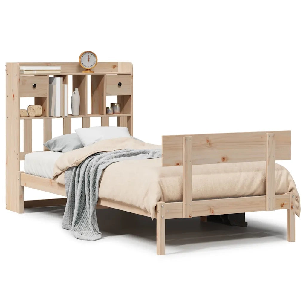 Letto Libreria senza Materasso 90x200 cm Legno Massello Pino 3321828