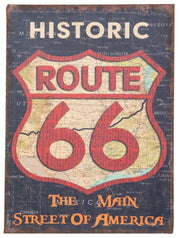 Biscottini Stampa 'ROUTE 66' su tela in juta grezza anticata L45xPR1,9xH60 cm dimensioni