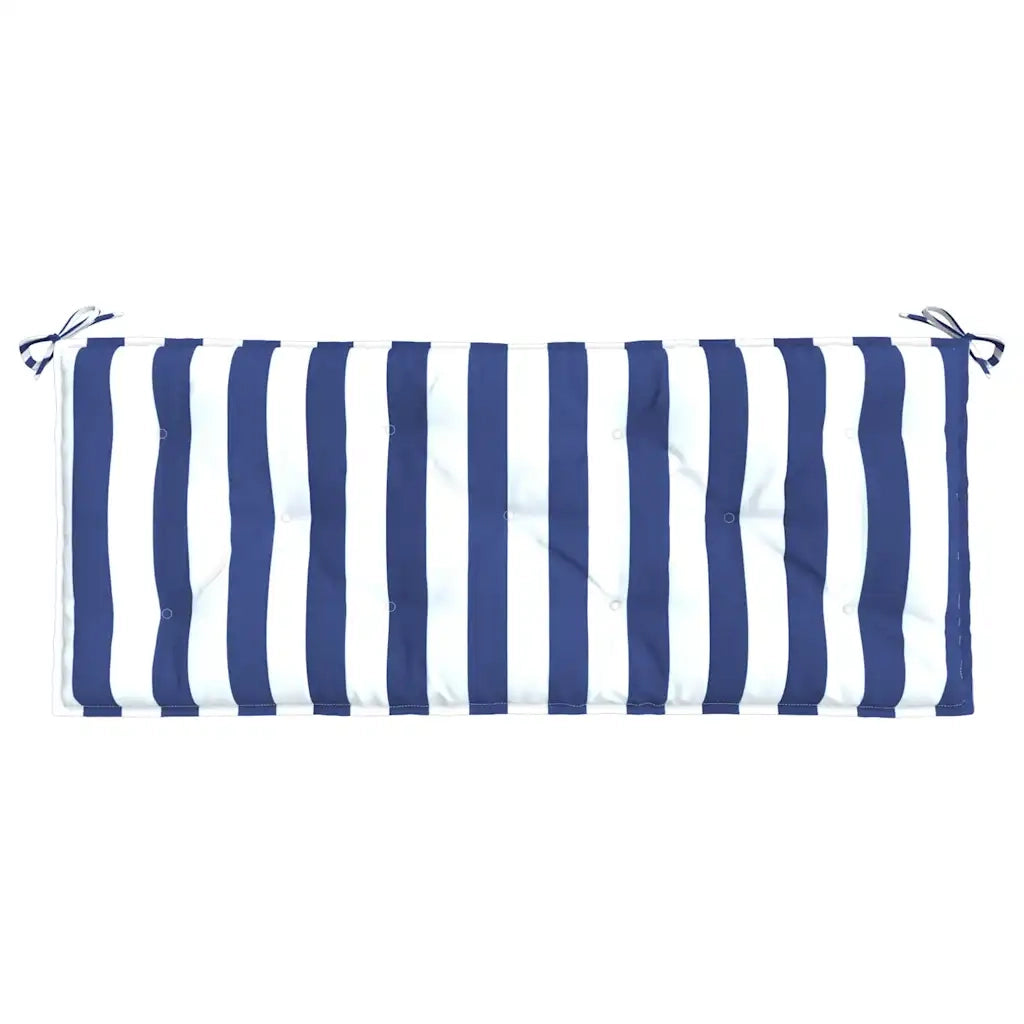 Cuscini Panca Giardino 2 pz-Set di 2 Cuscini per panchina da esterno Righe Bianche Blu 120x50x7cm Tessuto