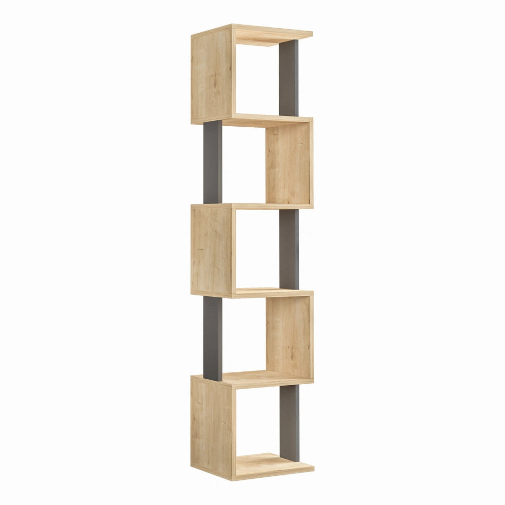 Libreria in legno "Piri" - 35 x 30 x 161 cm - Rovere Sonoma Antracite