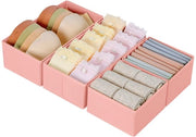 Organizzatore di carrello, cassetta di stoffa pieghevole, accessori per armadio, organizzatore di abbigliamento per pantaloni e abiti, set da 4, rosa