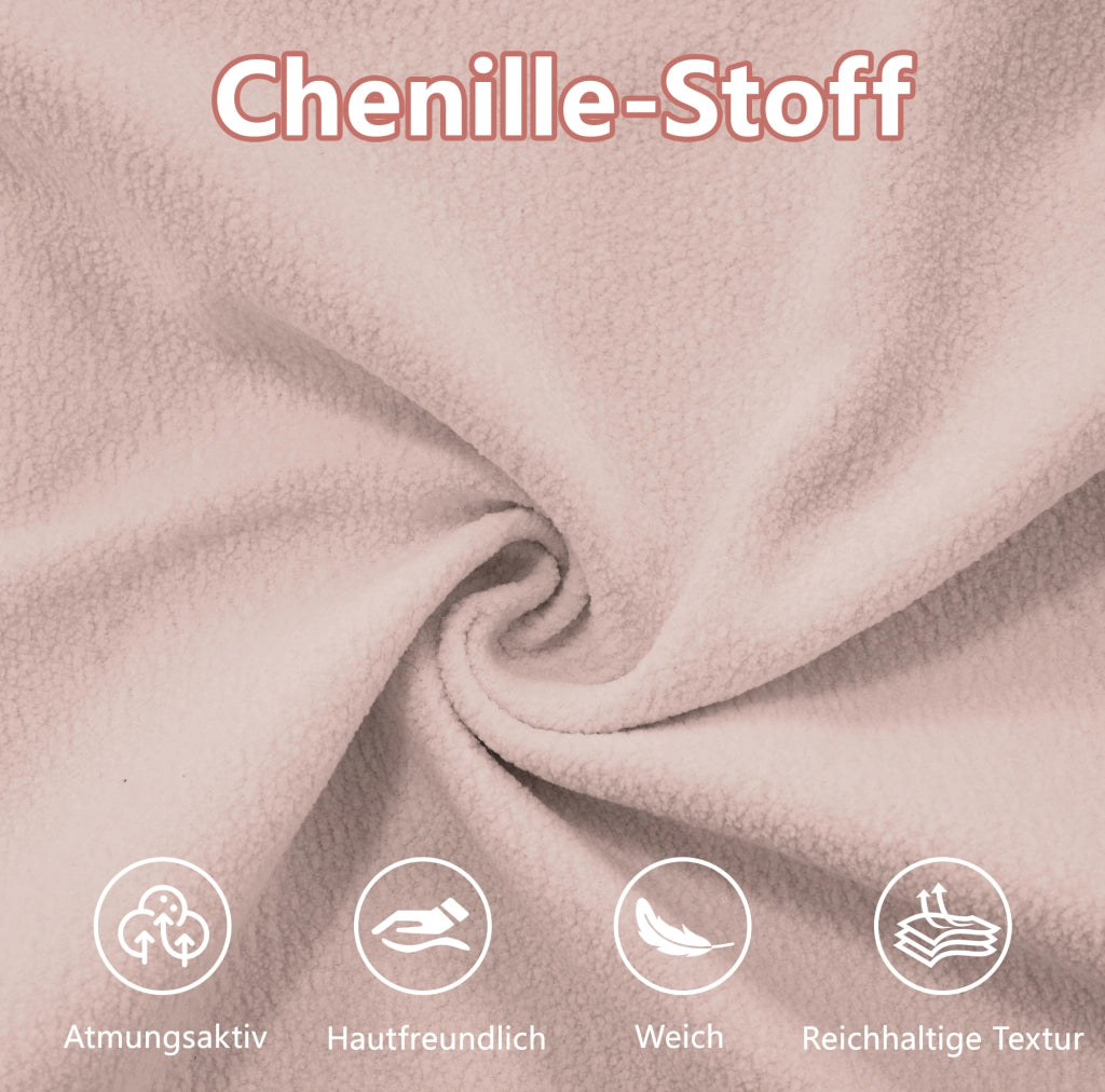 Divano modulare 4 posti con ottomane mobili 406x145x81 cm in chenille rosa