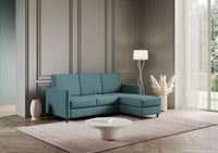 Divano 3 Posti con Pouf 198x155x85 cm Karay in Tessuto Petrolio