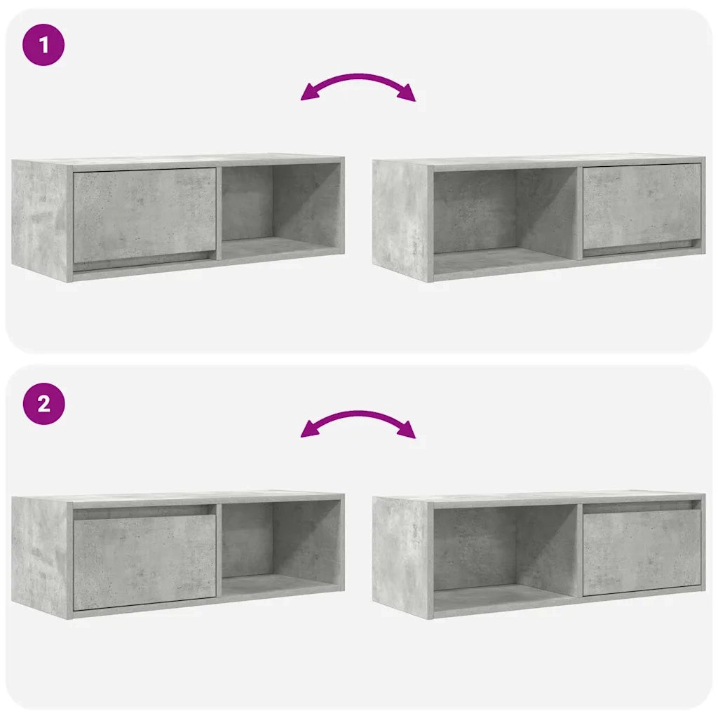 Mobili TV 2 pz Grigio Cemento 80x31x25,5cm in Legno Multistrato 861461