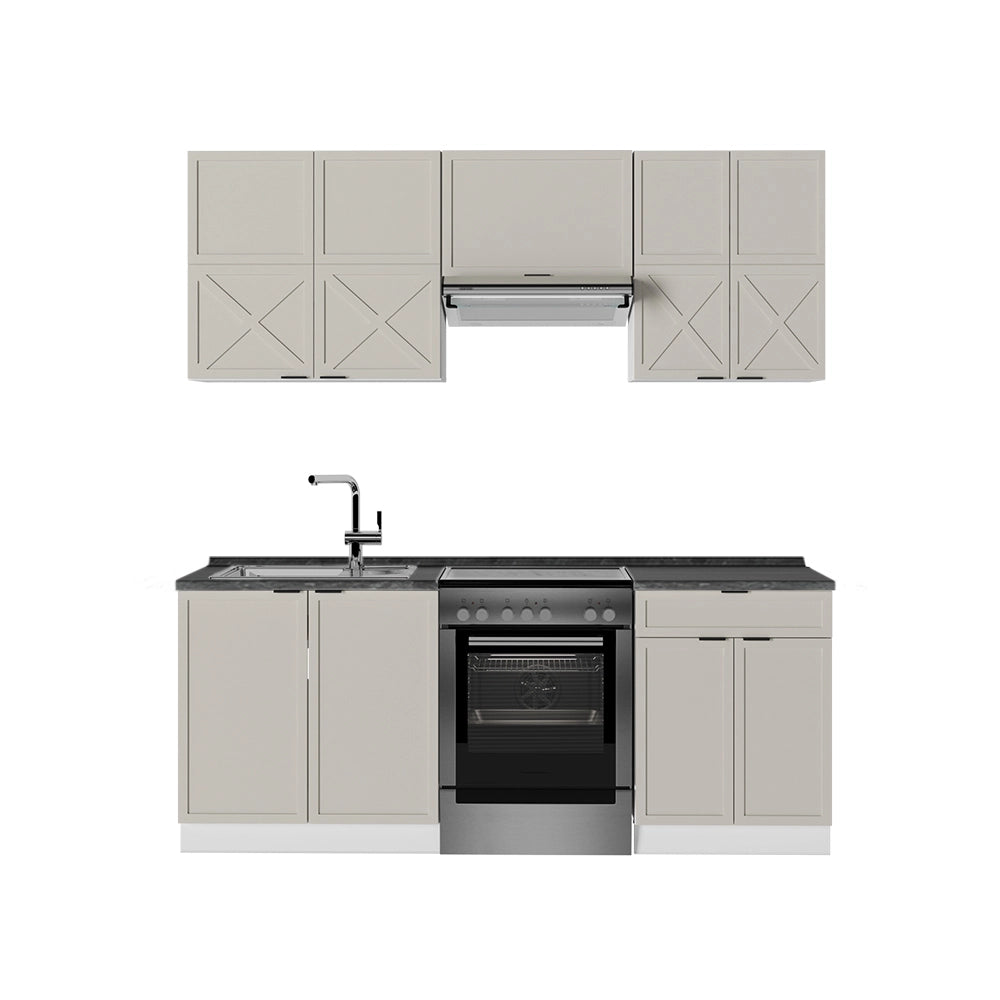 Cucina componibile Fame-Line GrigioBeige/Bianco 200 cm, PL Antracite Vicco