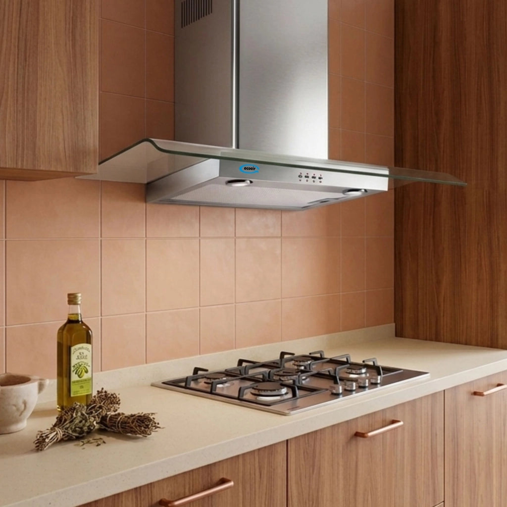 Cappa a parete con 3 velocità DESY VETRO cm 90 - Inox - 700 m3/h
