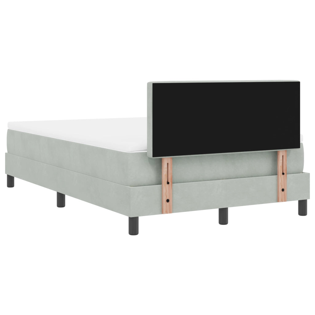 Letto con Box Spring e Materasso Grigio Chiaro 120x200 cm Velluto