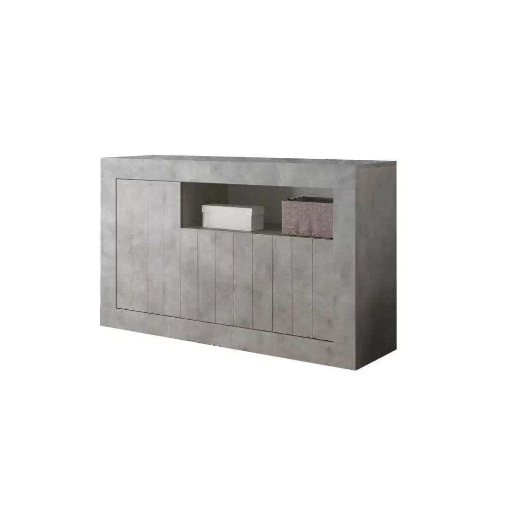 Buffet a 3 ante battenti in legno, colore cemento, collezione URBAN