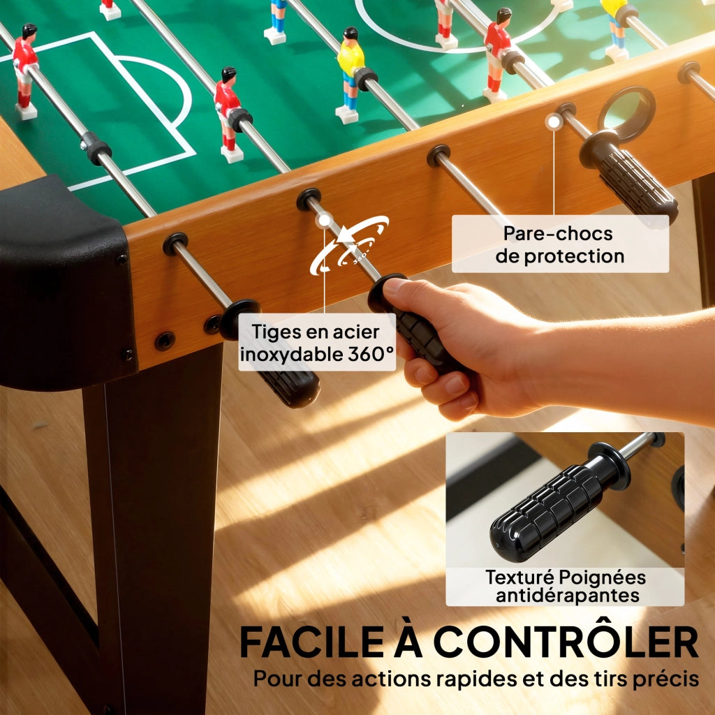 Calcio balilla 92 cm ¨C zephmum ¨C 22 giocatori, 2 palline, contatori manuali, marrone