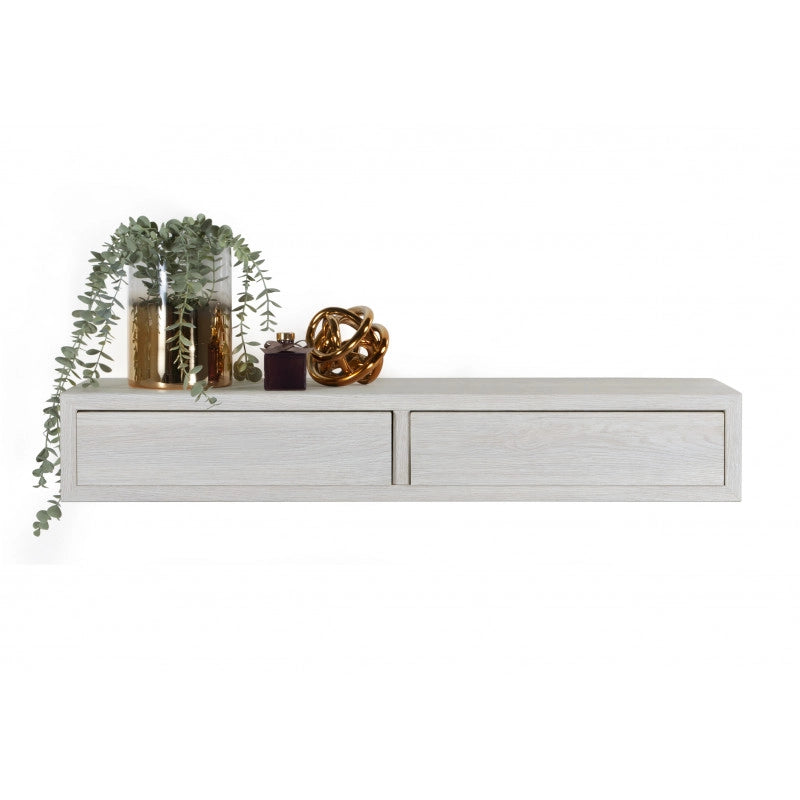 Mensola da Muro con Cassetto, Comodino Sospeso, Mensola da Parete, Rovere Sbiancato, 88,2x13,4 p23,7 cm - Domino Maxi