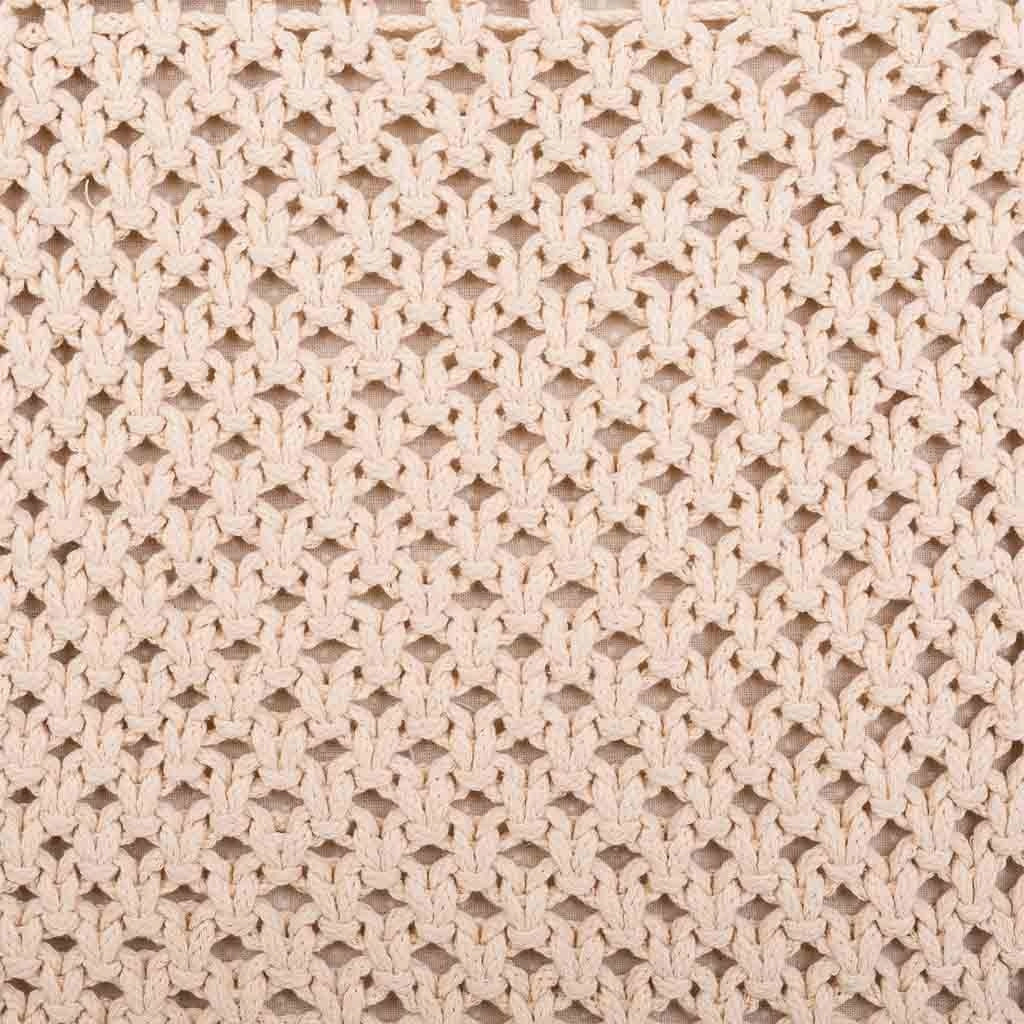 Puf in cotone intrecciato panna 45x45x45h