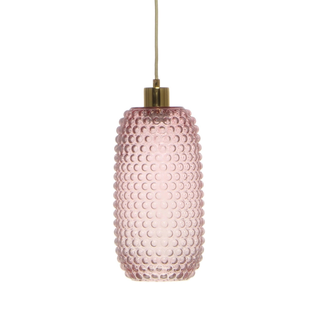 Lampada a sospensione Irina in vetro rosa
