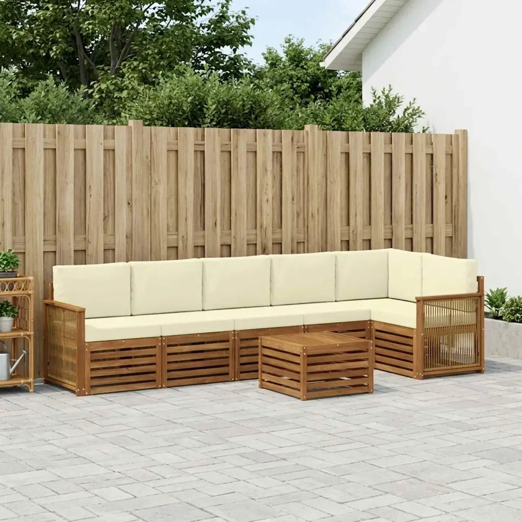 Set divano sezionale con cuscino 6 pcs Naturale e Crema
