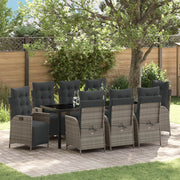 Set da Pranzo da Giardino di 9 Pezzi Grigio in Polyrattan