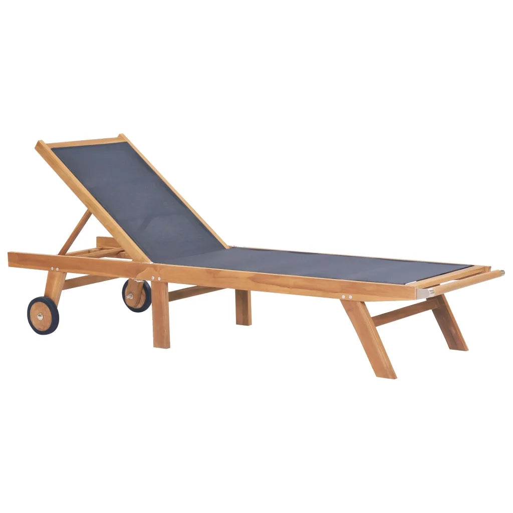 Lettini Pieghevoli con Ruote 2 pz in Massello di Teak Textilene cod mxl 25344