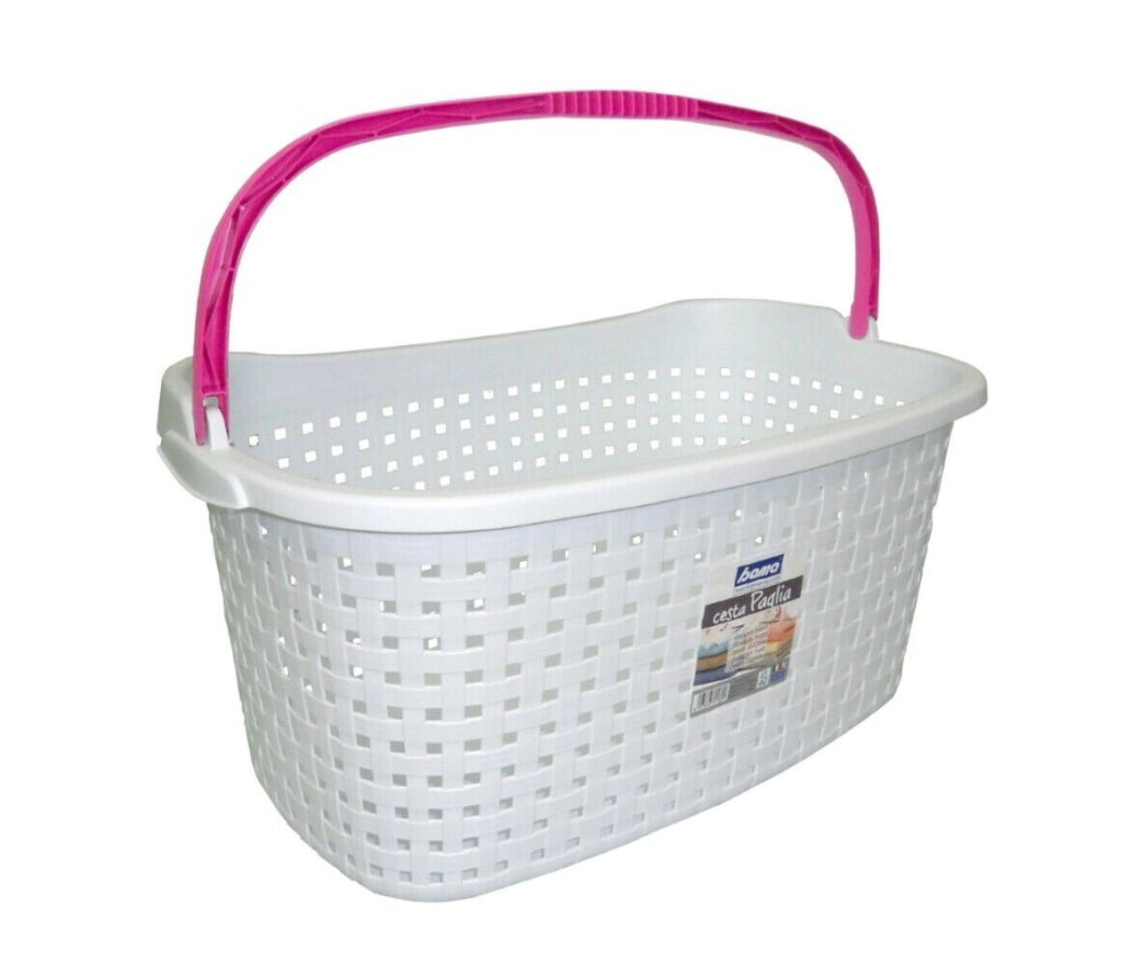Cesta Cestino Paglia Porta Bucato Con Manico 40 Litri 60X40X27 Cm - Bama Spa