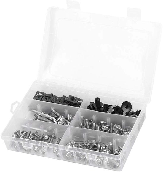 Set di Bouten per Motorfiato - 173 Pezzi - ABS/Alluminio - Facile da Installare - Bouten in Plastica - Hardware affidabile - Nero