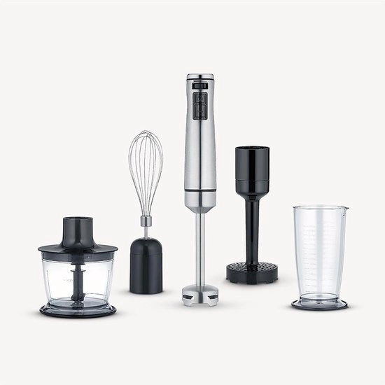 Set di Frullatore a Stantuffo - Manuale - Frullatore Set - Purea Stantuffo - Moina Manuale - Macchina da Cucina - Acciaio Inox - 3 in 1 - Accessori Frullatore - Zuppe - Smoothie - Cibo per Bambini