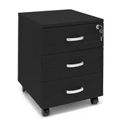 Marvin Cassettiera Ufficio In Legno Chiave Sicurezza Con Ruote Per Scrivania Tavolo 3 Cassetti Ripiani Nero