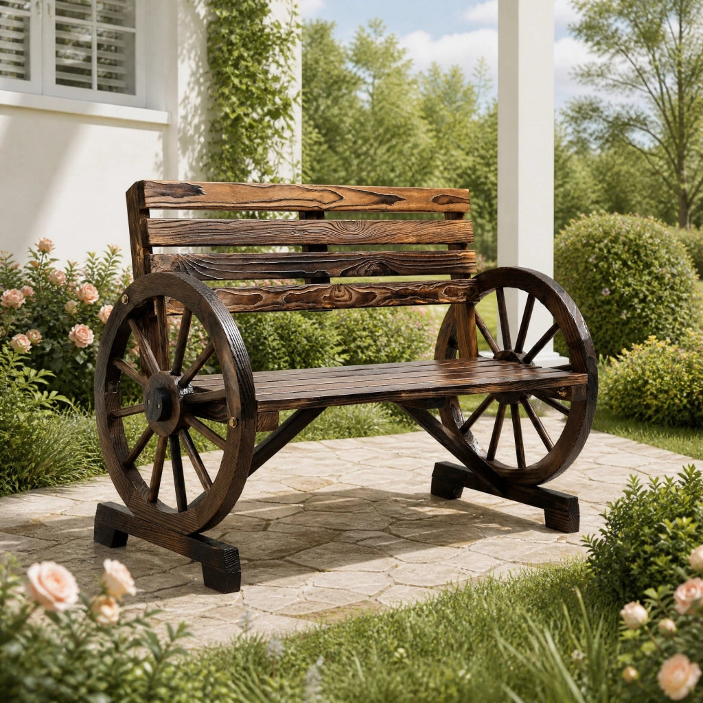 PANCA da giardino 2 posti stile rustico 105,5x56x79 cm legno marrone