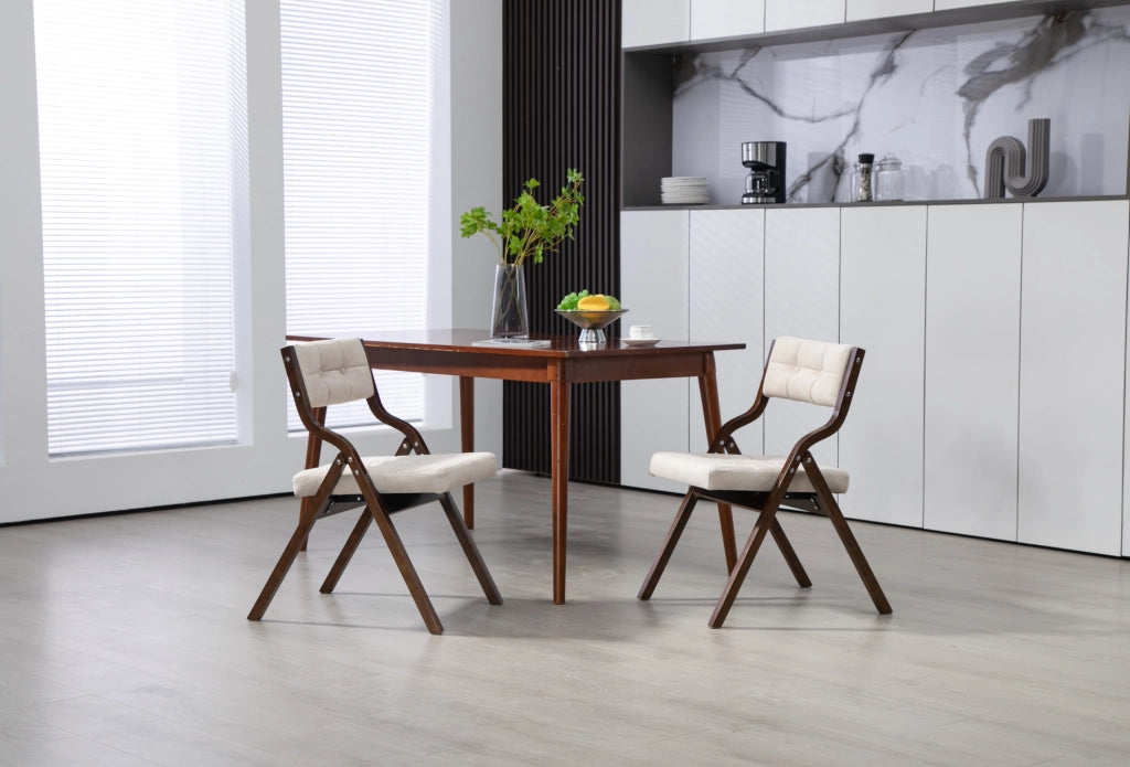 Set 2 Sedie Pieghevoli in Legno Imbottite Color Crema