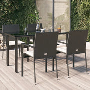 Set da Pranzo da Giardino 5 pz Nero con Cuscini in Polyrattan 3185133