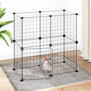 Gabbia per Animali 12 Pannelli con Porta Nero 35x35 cm Acciaio 3114033