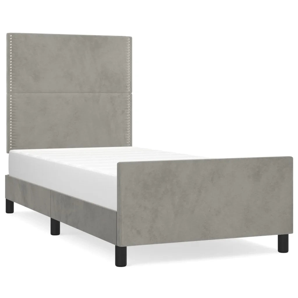 Giroletto senza Materasso Grigio Chiaro 100x200 cm Velluto