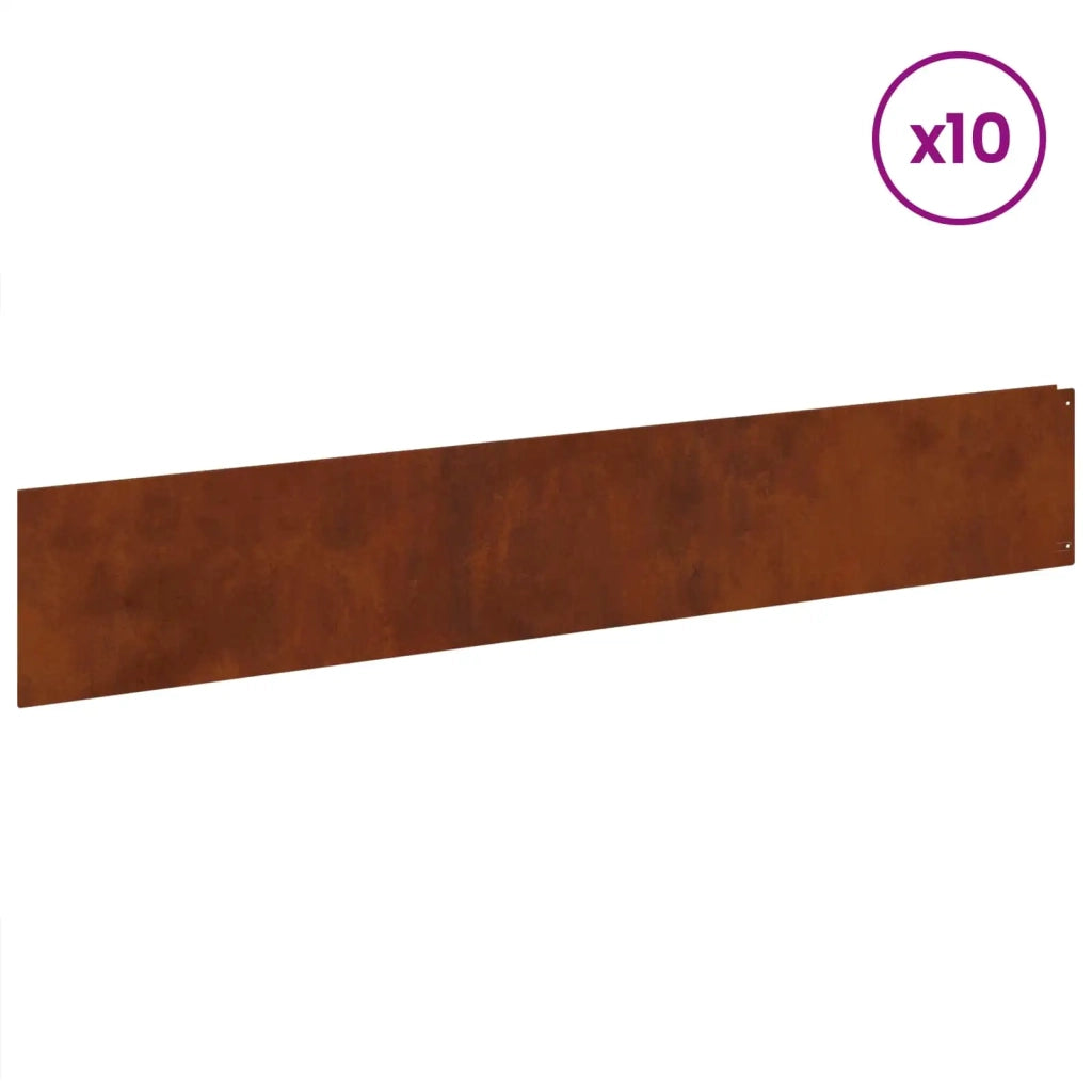Bordura per Prato 10 pcs 100 x 18 cm Acciaio Ruggine 8008851