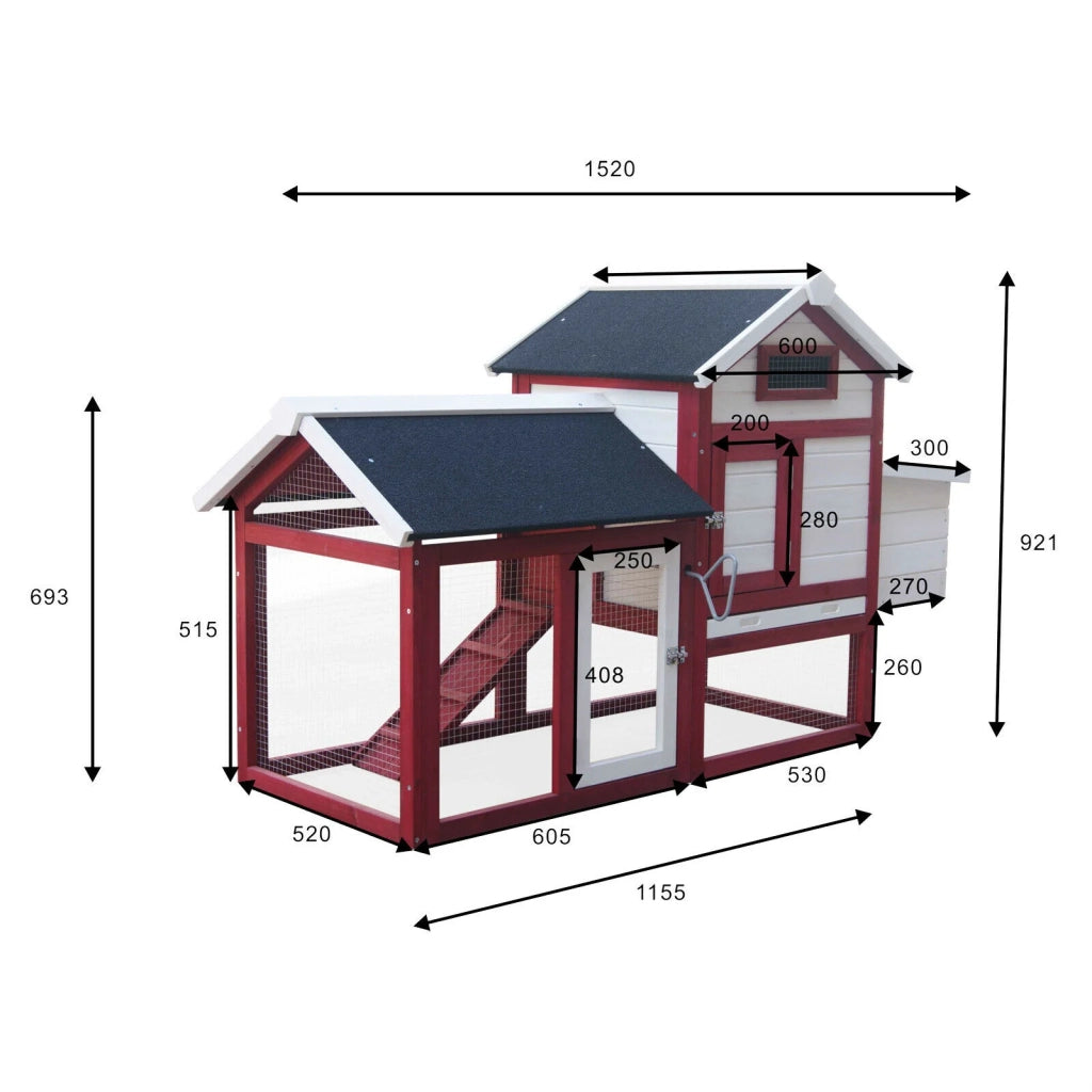 Pollaio nido scatola per deposizione delle uova recinto voliera pollo pollame gabbia recinto 152 cm 16_0000590