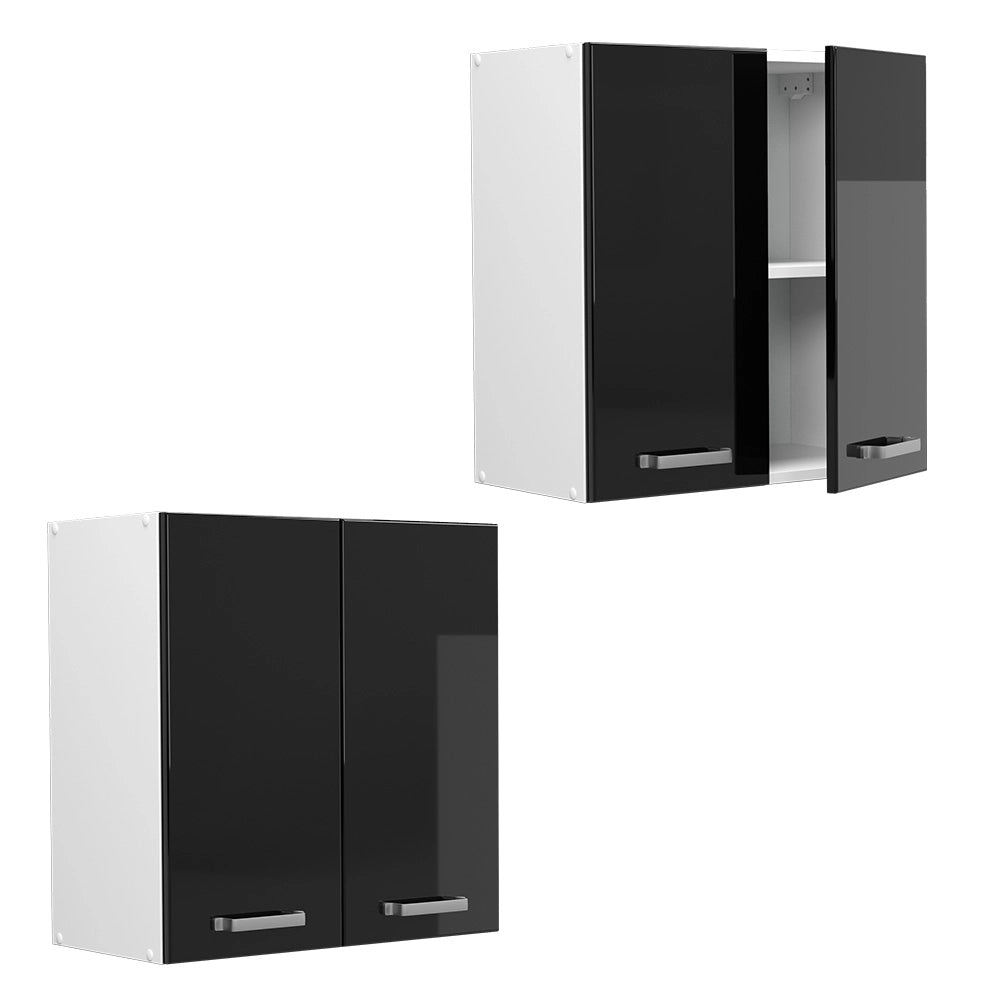 Vicco Pensile universale Nero lucido 60 cm con porte