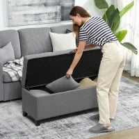 Banco di Archiviazione con 2 Cerniere di Sicurezza Tappo Ribaltabile per Camera Salotto 120x40x48 cm Grigio Scuro