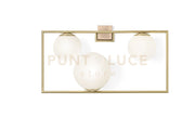 BUBLE APPLIQUE DA PARETE 3 SFERE OPALINO STRUTTURA ORO SPAZZOLATO E BRONZO ATTACCO E27