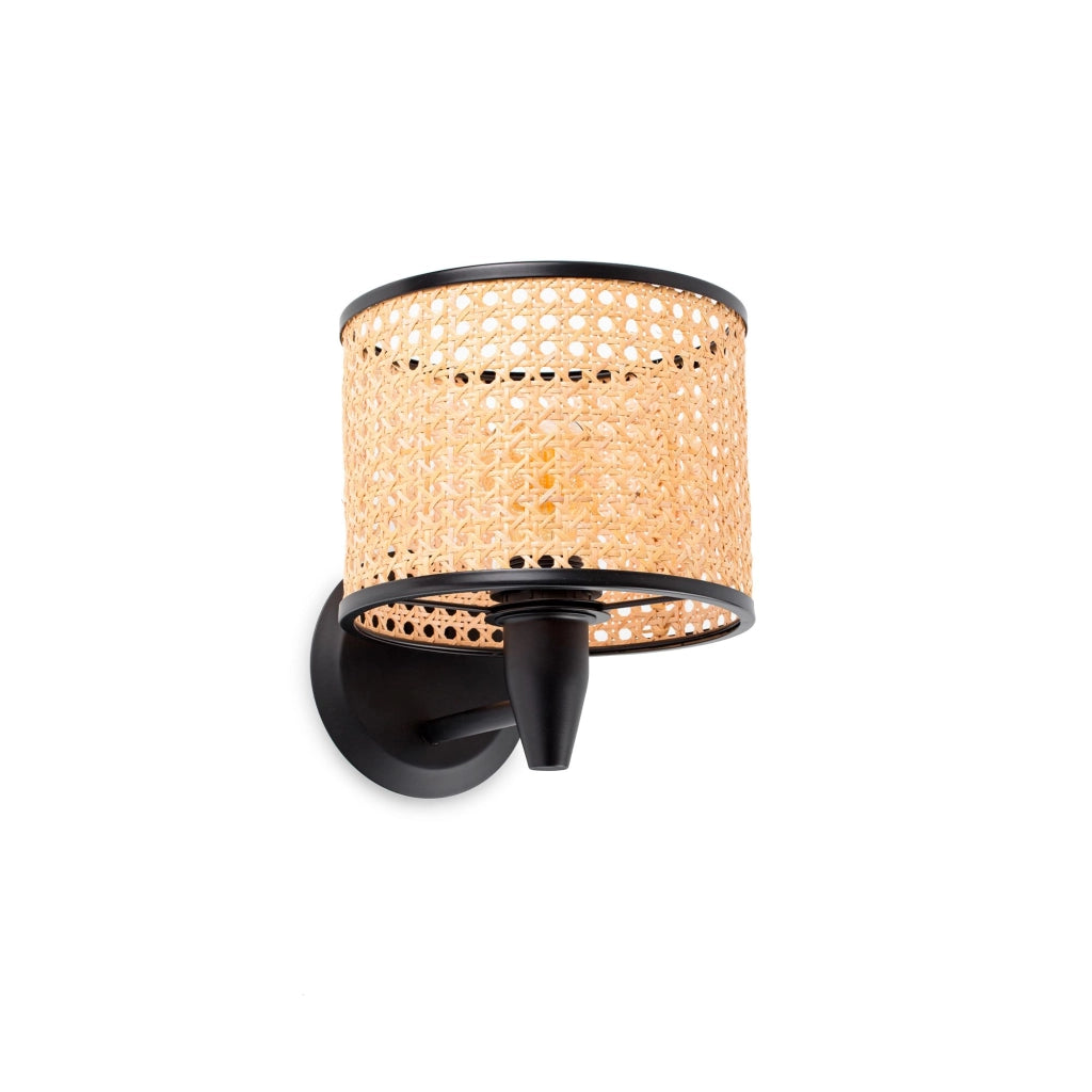 Faro Barcelona 64307-47 - MAMBO Lampada da parete nera/ratan