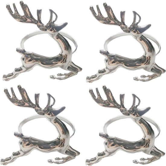 Servetringhe di Natale in Argento - 4 Pezzi - Accessori Decorativi da Tavola