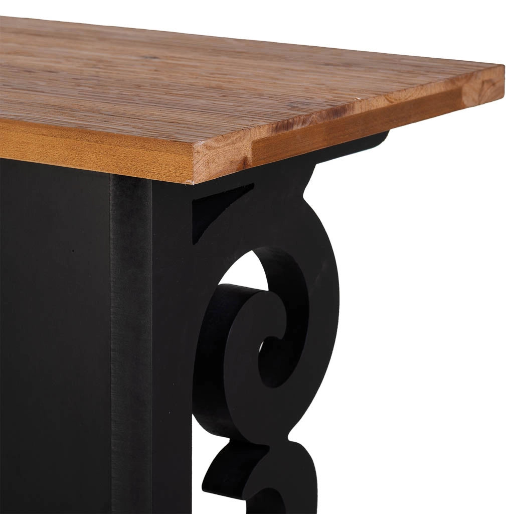 Mobile da ingresso in legno laccato nero invecchiato 106x36x79h cm