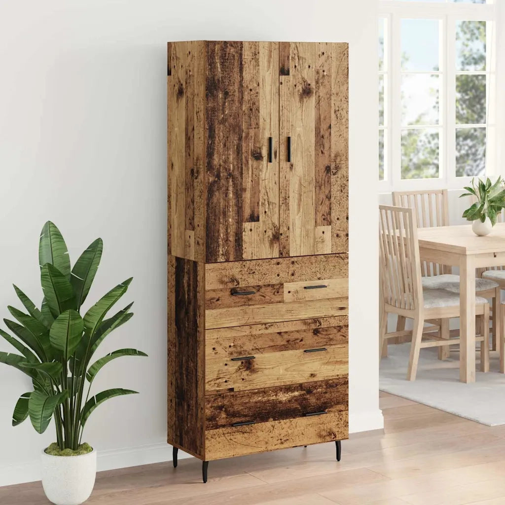 Credenza 2 pz | Madia | Buffet da pranzo | Armadio da pranzo Legno vecchio Legno Stratificato e Vetro
